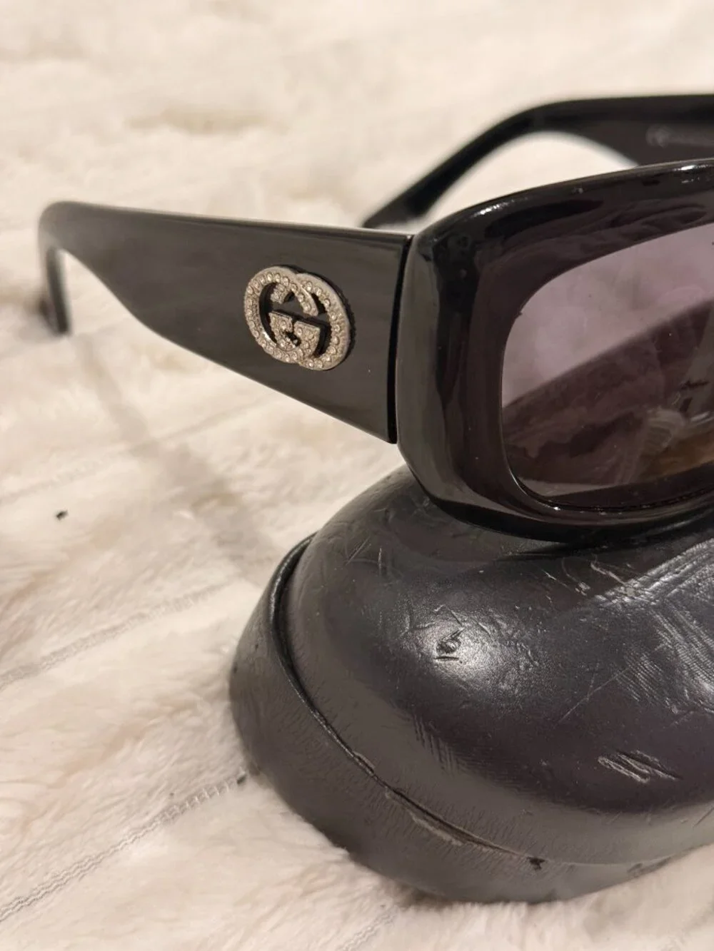 Gucci Black Oversized Rectangular Sunglasses
